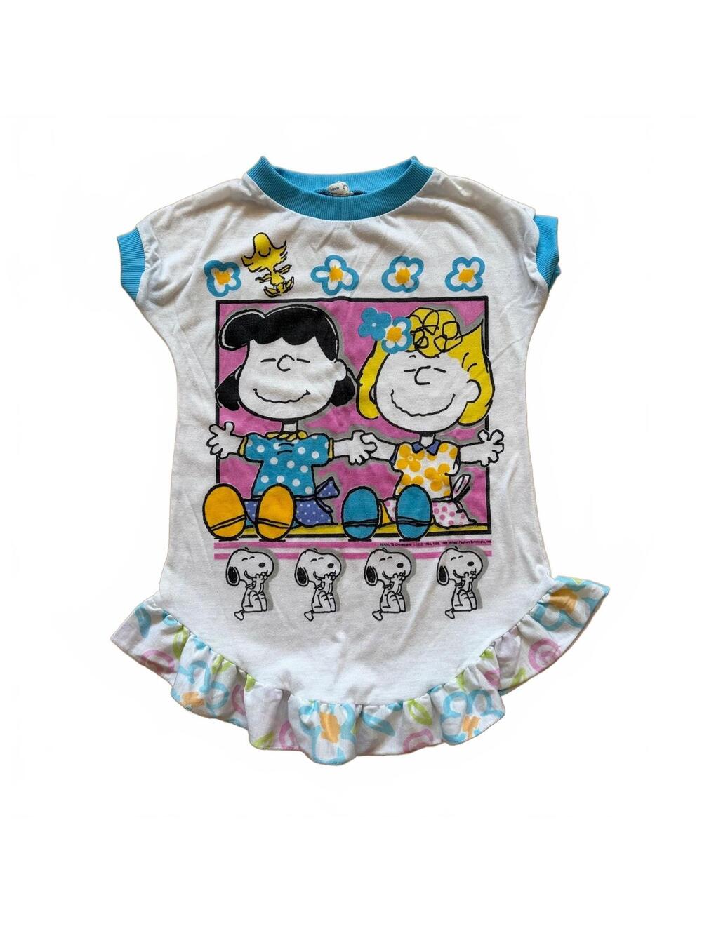 Vintage Snoopy Peanuts Nightgown Shirt Top USA Toddler Kid Size 4